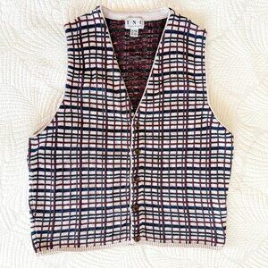 Vintage Men's 100% Cotton Plaid Grandpa Sweater Vest by INC Size L